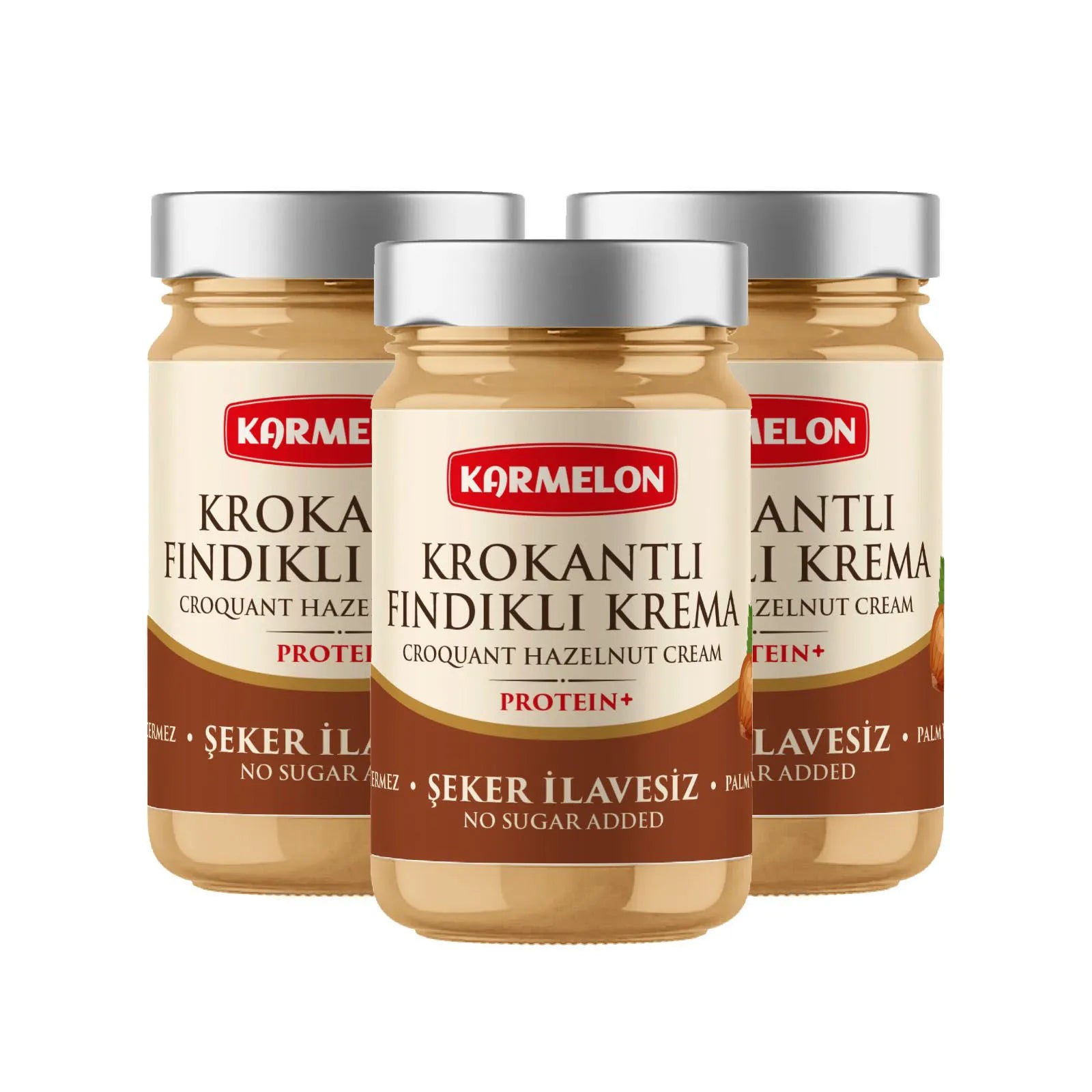 Şeker ilavesiz Krokantlı Fındıklı Krema (340 gr) 3'lü
